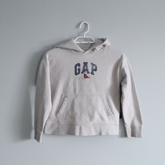 GAP x Disney Kids Sz M Grey Fleece Graphic Front Pocket Pullover Stretch Hoodie - Picture 1 of 13